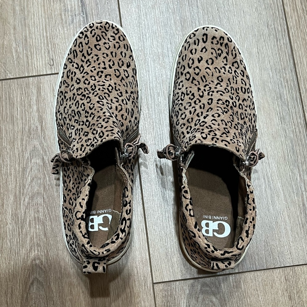 Gianni Bini Brown Leopard Ankle Sneakers With Zippers Women’s 8 - Picture 5 of 5